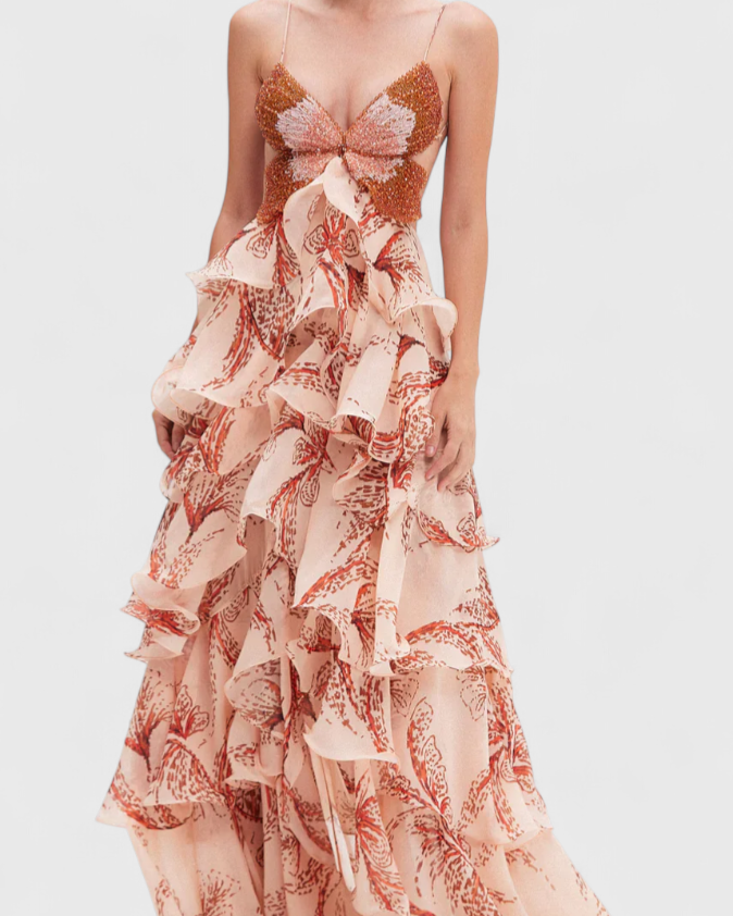 Juliette Vestido con Volantes y Escote Joya