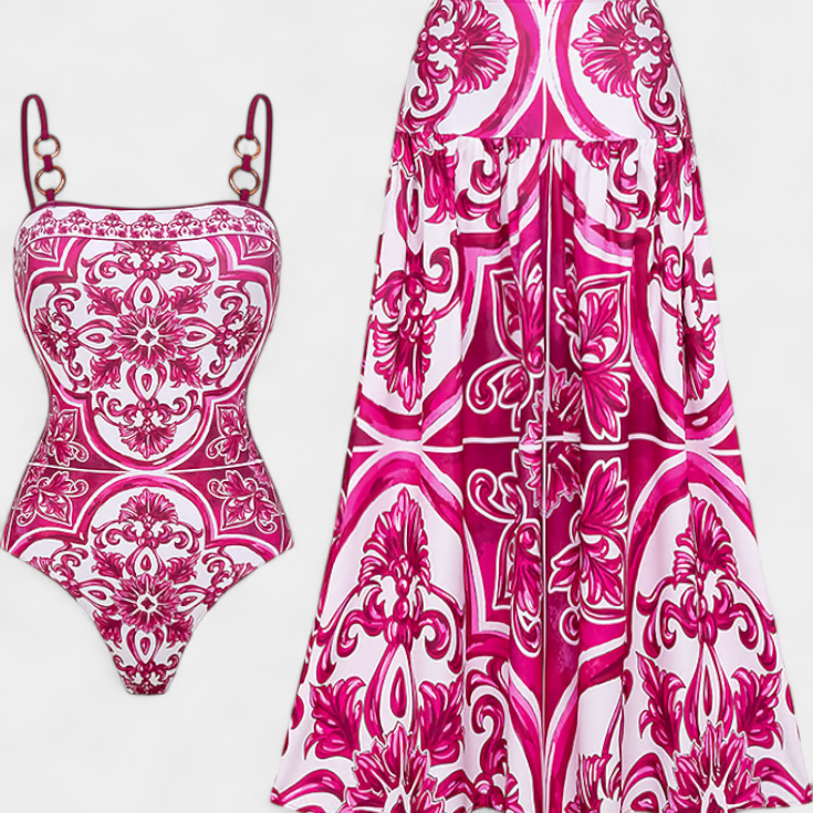 Ahria | Conjunto de Baño Estampado con Vestido de Tirantes