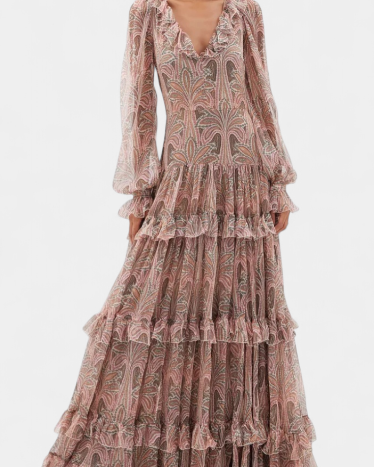 Ayla Vestido Maxi con Estampado Paisley Vintage
