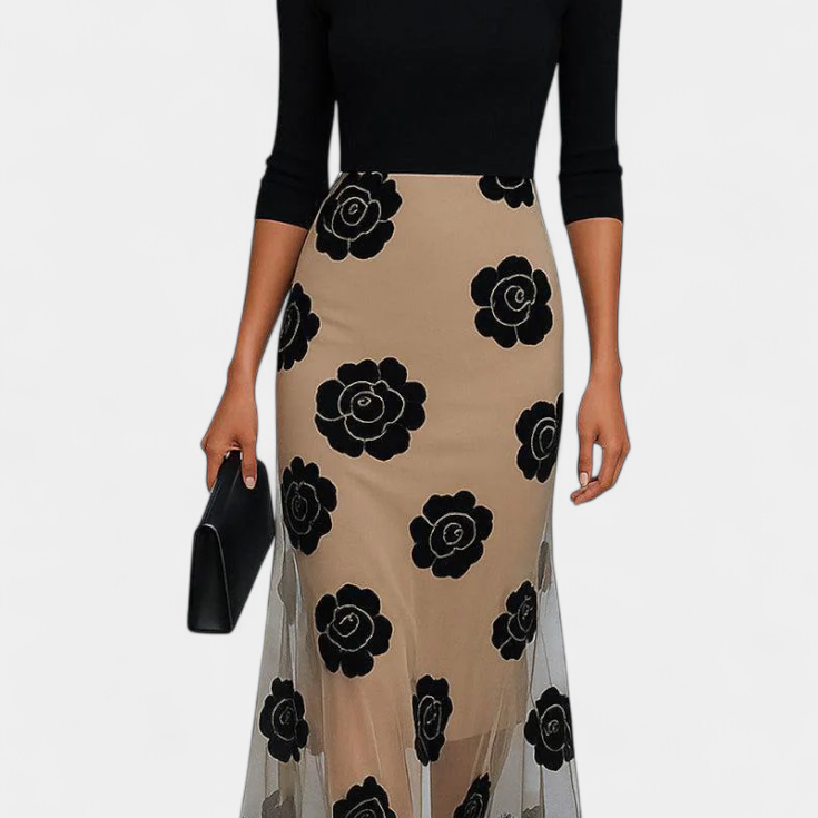 Halsey Vestido Midi Elegancia Contrastada