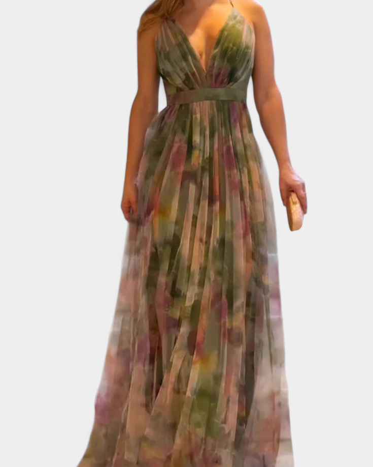 Ingrid Vestido Maxi Floral con Escote en V