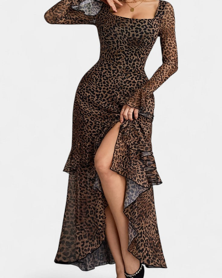 Amali Vestido Maxi de Estampado con Cuello Cuadrado