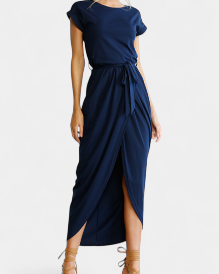 Clarissa Vestido Midi Envolvente con Abertura Lateral