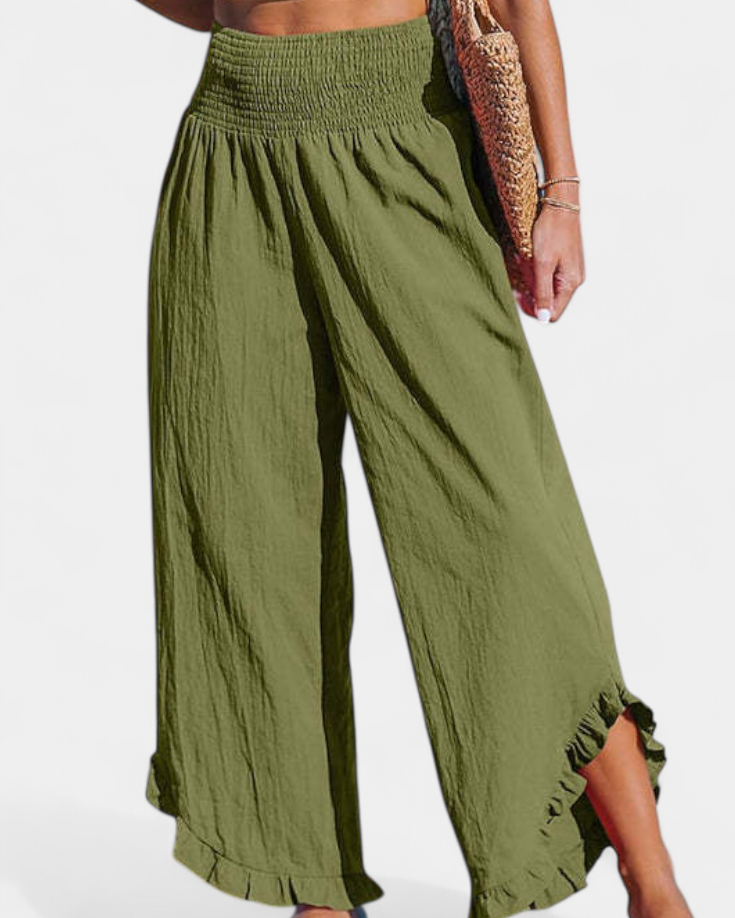 Justina Pantalón Palazzo con Volantes y Talle Alto