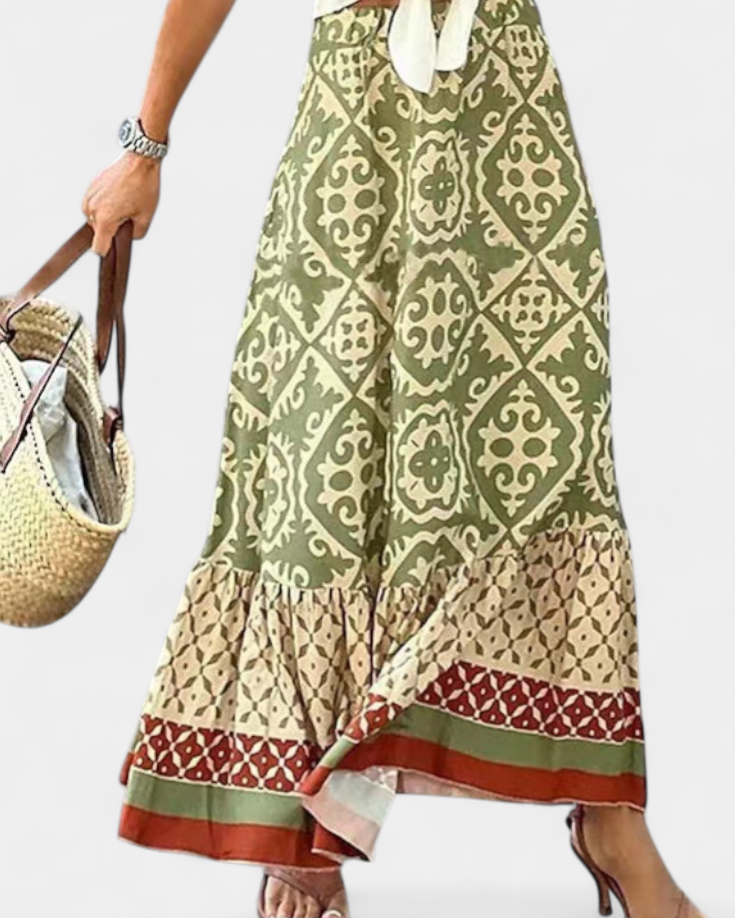 Ethel Falda Maxi Estampada con Volante