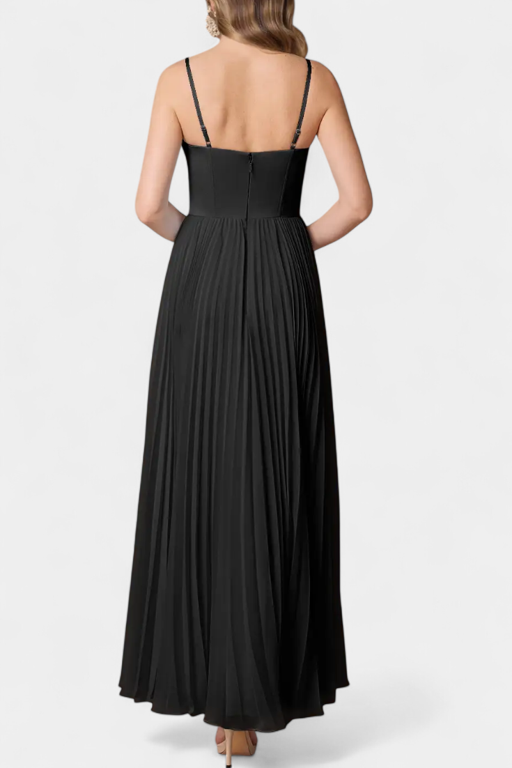 Ottilie Vestido de Chiffon Plisado con Corsé Esculpido y Escote Corazón