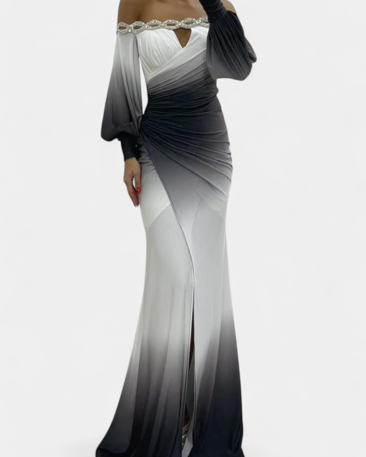 Julitta | Vestido Maxi Ombre con Hombros Descubiertos