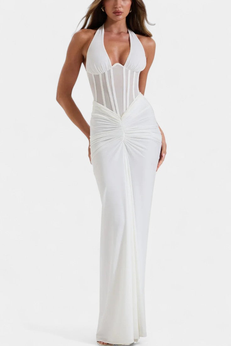 Angelina Vestido Corset con Falda Maxi Fruncida