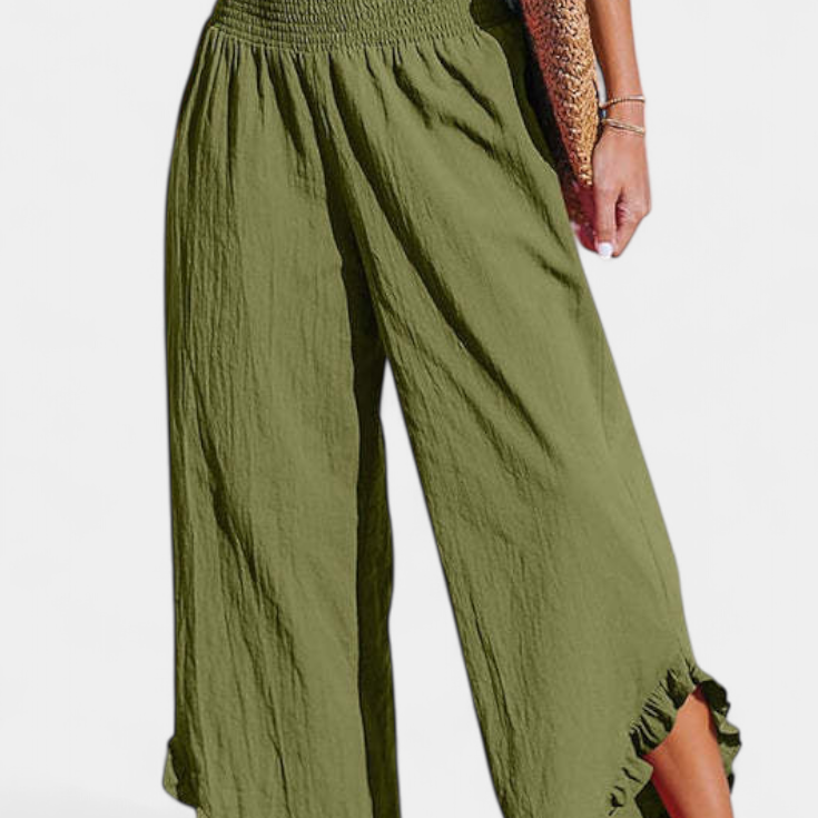 Justina | Pantalón Palazzo con Volantes y Talle Alto