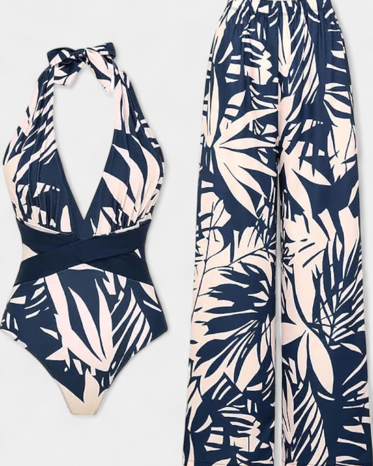 Ahria | Conjunto de Bañador Estampado con Escote en V