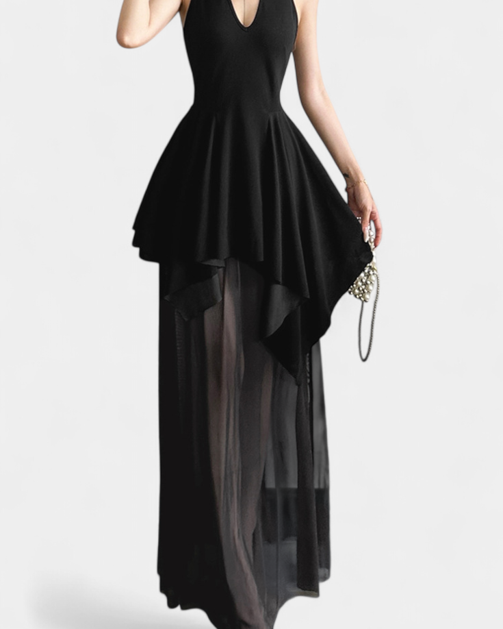 Hollis Vestido Largo con Escote Halter y Espalda Descubierta