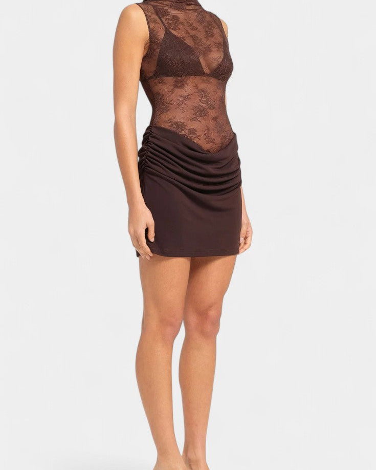 Nottola Vestido Mini de Encaje Sin Mangas