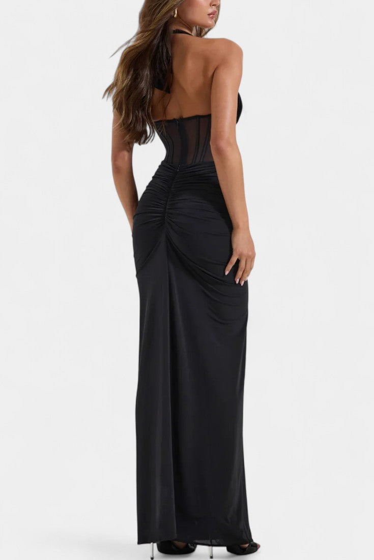 Angelina Vestido Corset con Falda Maxi Fruncida
