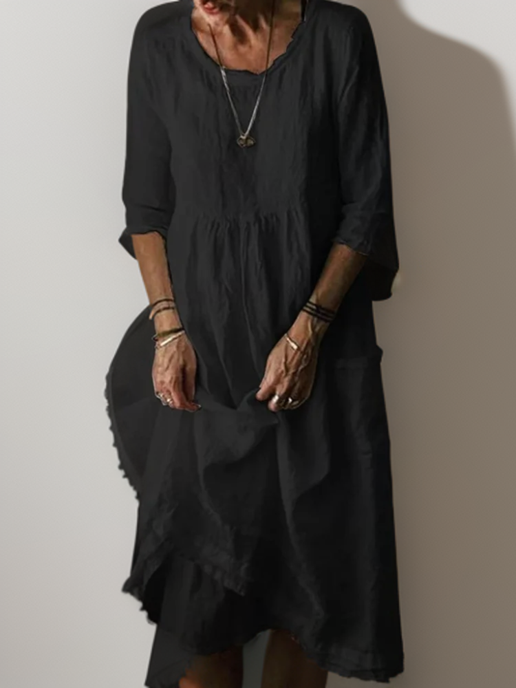 Carolien - Vestido maxi con escote redondo holgado