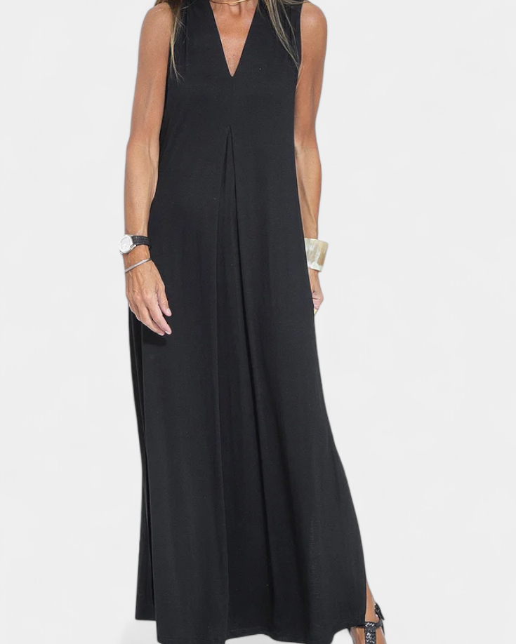 Felisa Vestido Maxi Sin Mangas en Color Liso y Silueta Elegante