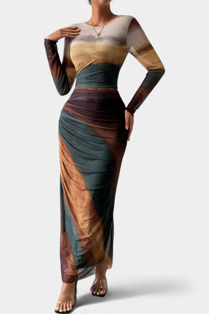 Galene Vestido Midi Ajustado con Capa