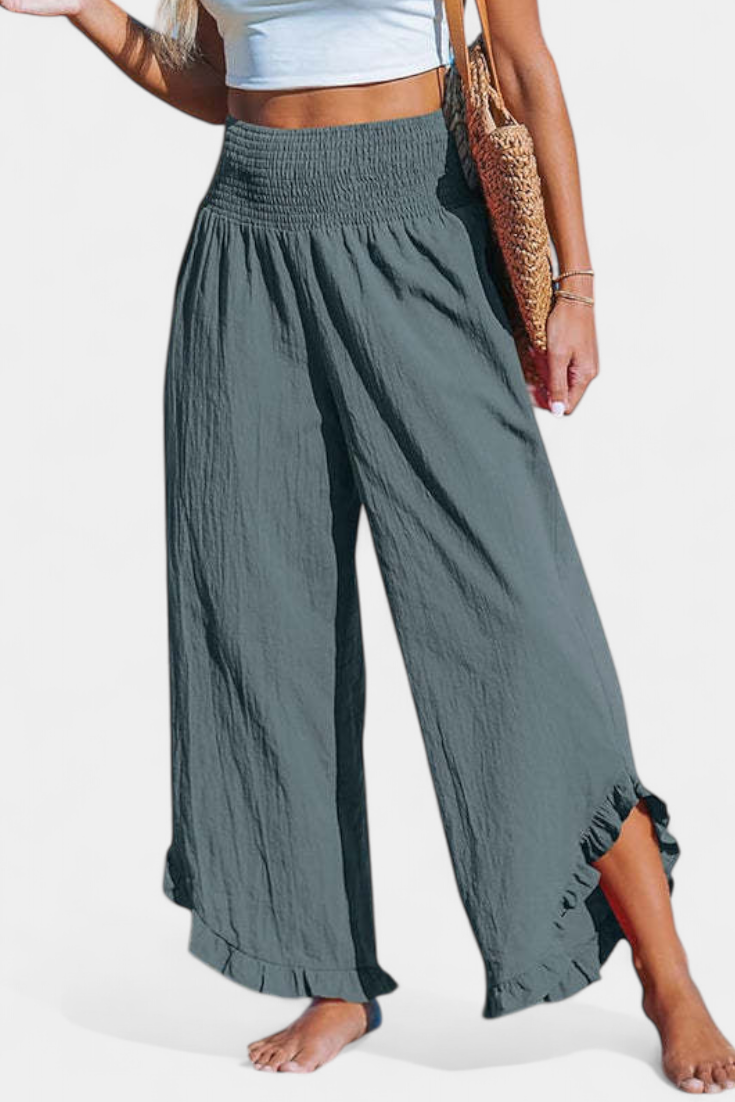 Justina Pantalón Palazzo con Volantes y Talle Alto