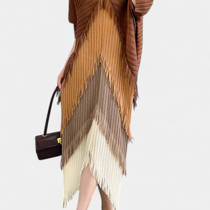 Andalusia Vestido con Borlas y Bloques de Color Contrastantes