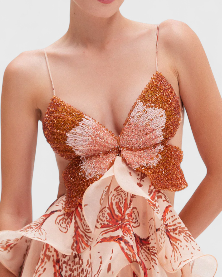 Juliette Vestido con Volantes y Escote Joya