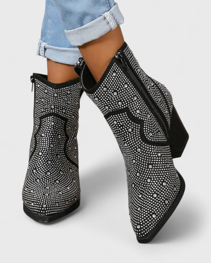 Berenice Botas Elegantes con Patchwork y Cremallera Lateral