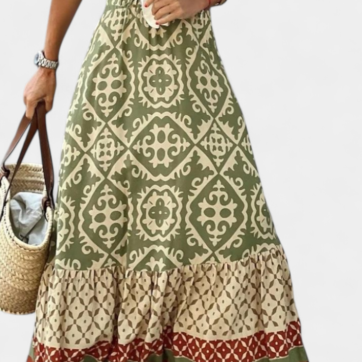 Ethel Falda Maxi Estampada con Volante
