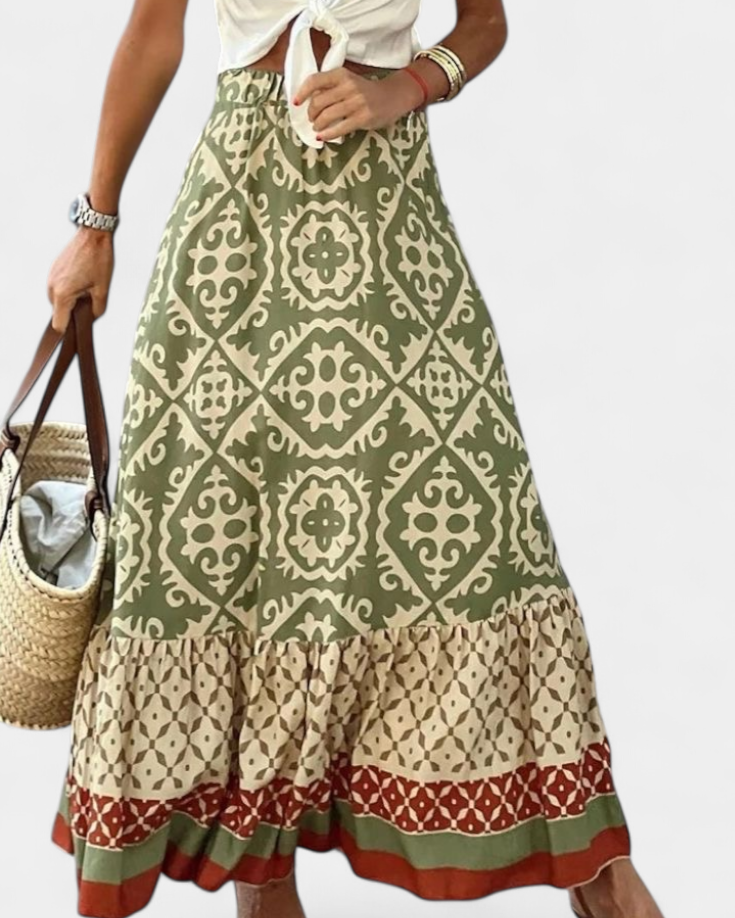 Ethel Falda Maxi Estampada con Volante