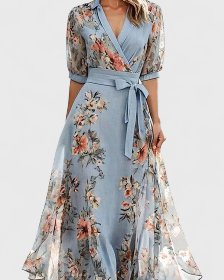 Arlet Vestido Midi Floral con Escote en V y Silueta Femenina