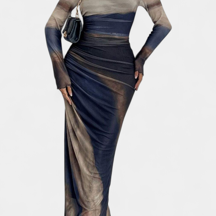 Galene Vestido Midi Ajustado con Capa