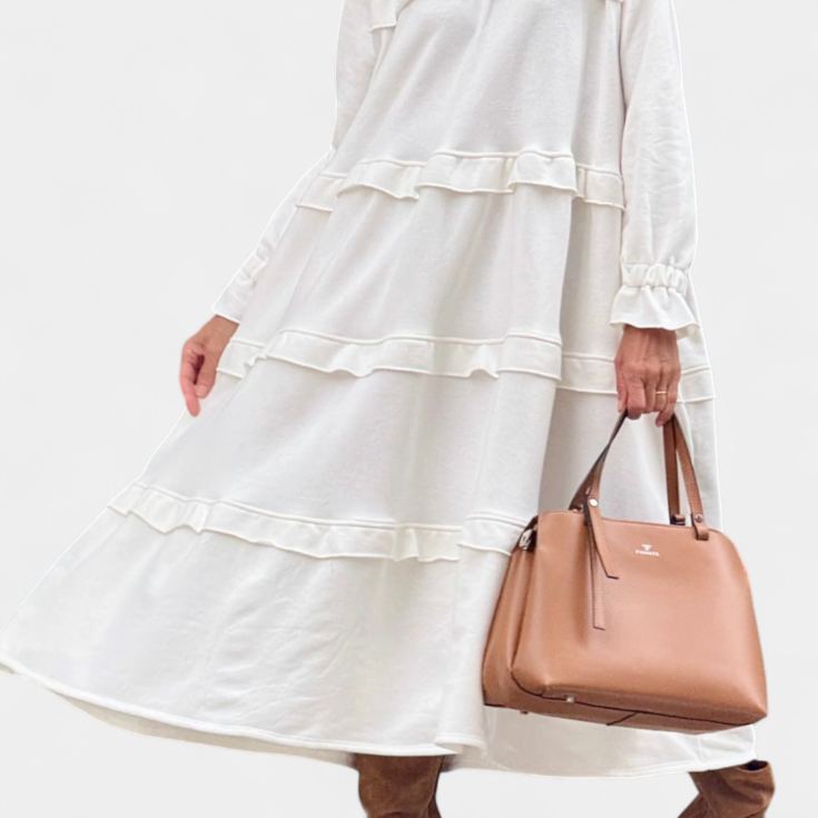 Jada Vestido Sudadera con Volantes y Silueta Casual-Chic