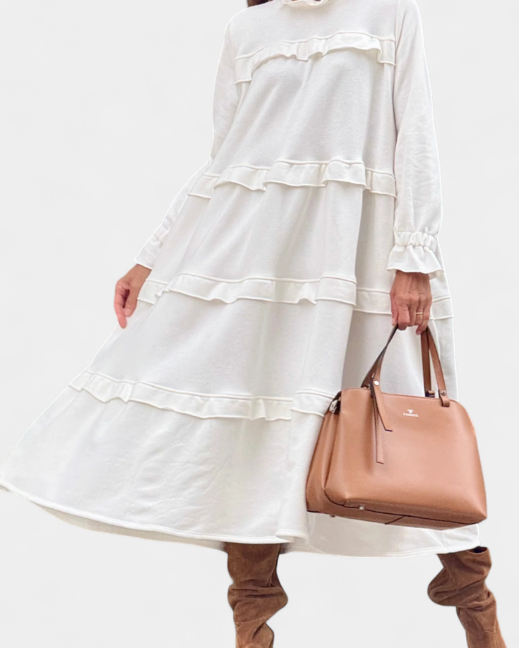 Jada Vestido Sudadera con Volantes y Silueta Casual-Chic