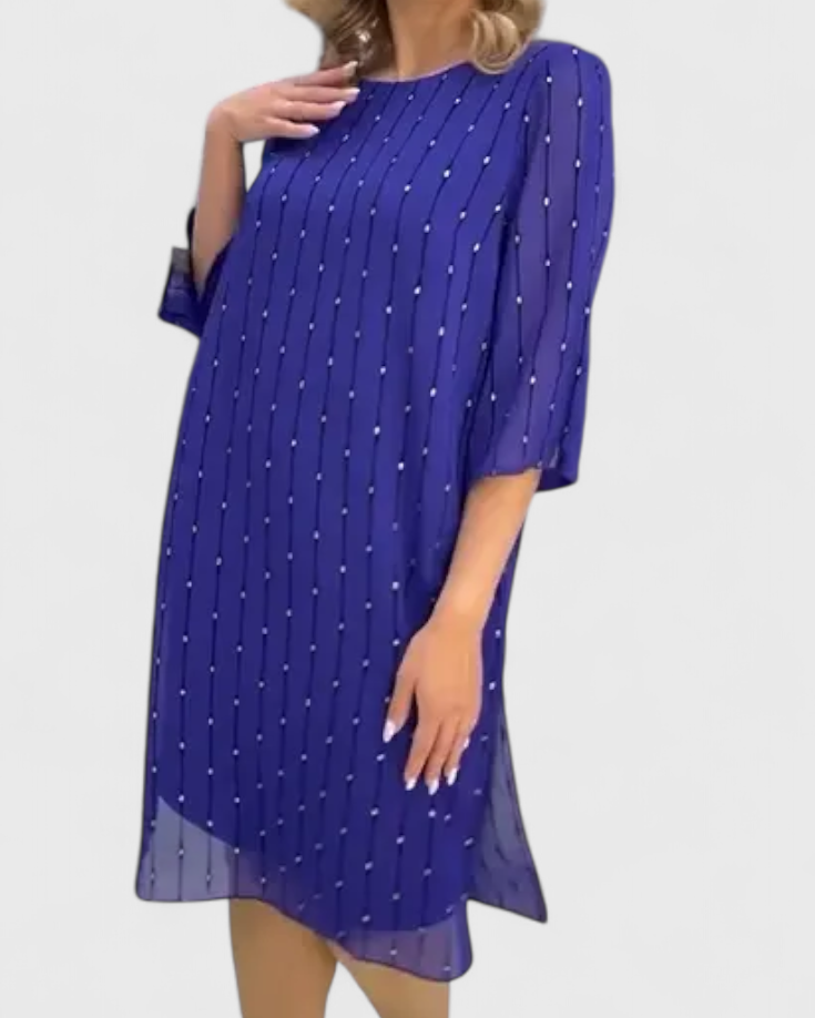 Polly Vestido Elegante de Gasa con Corte Clásico y Caída Fluida