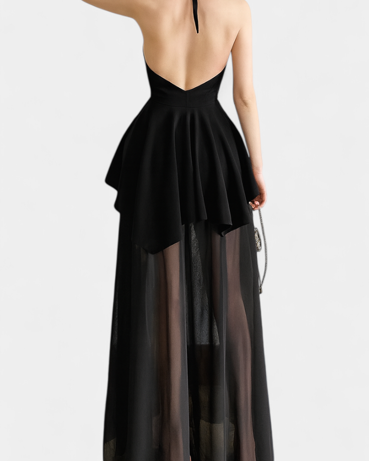 Hollis Vestido Largo con Escote Halter y Espalda Descubierta