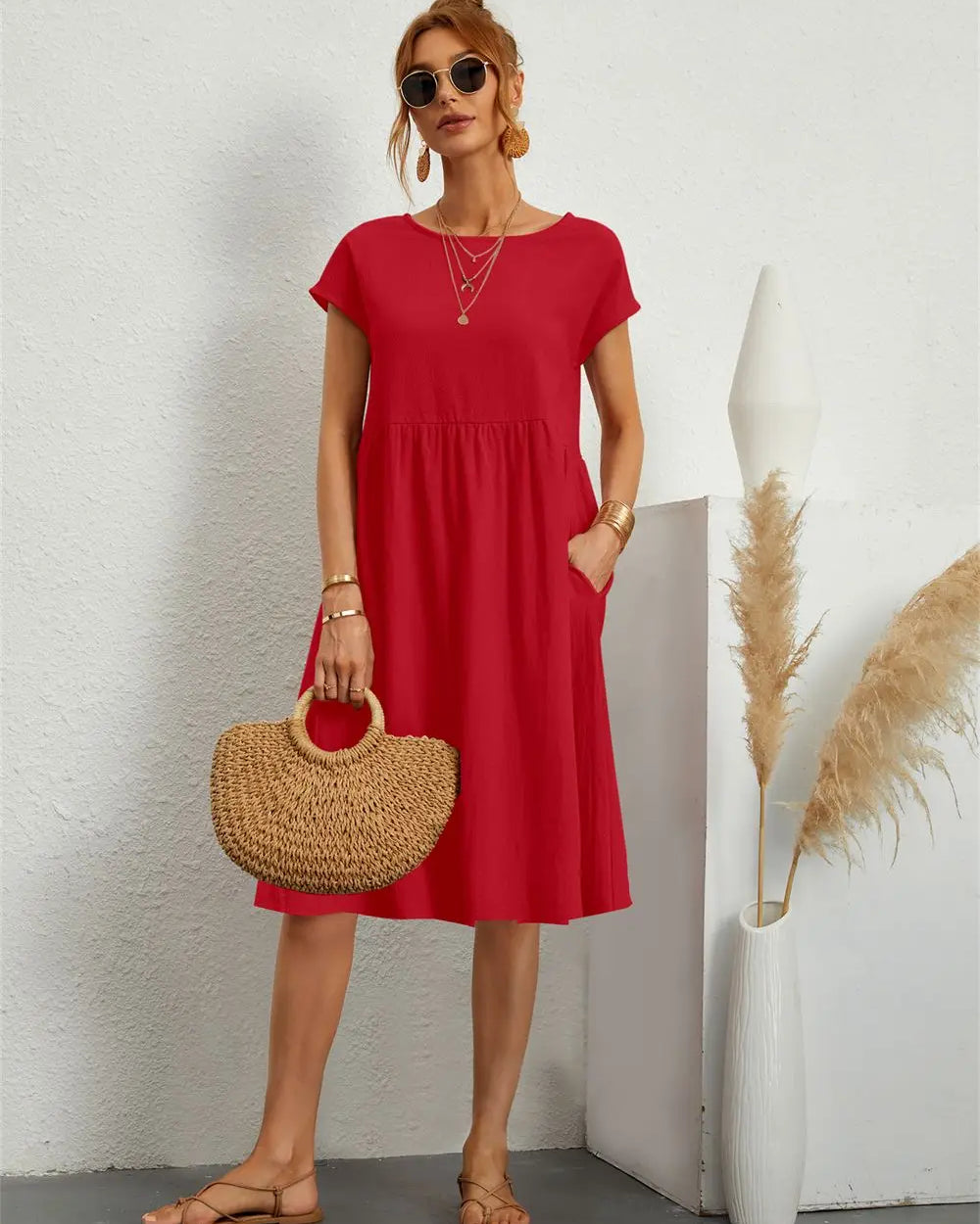 Sage – Vestido informal con bolsillos