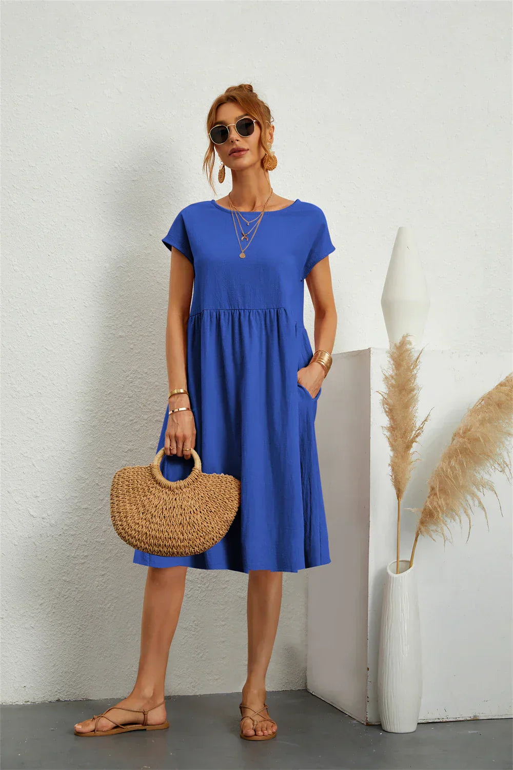 Sage – Vestido informal con bolsillos