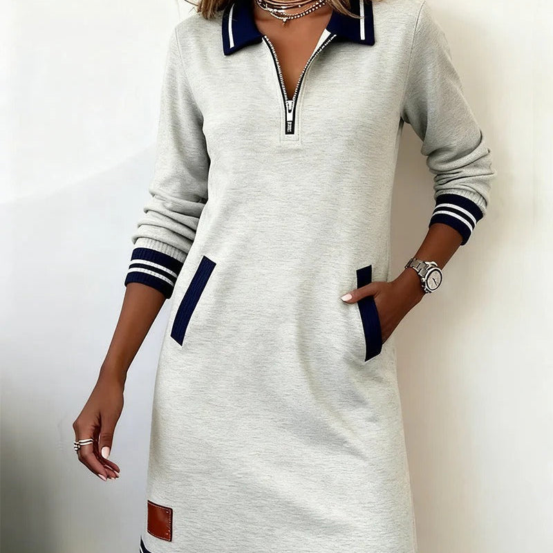 Vestido de Algodón de Manga Larga Chic