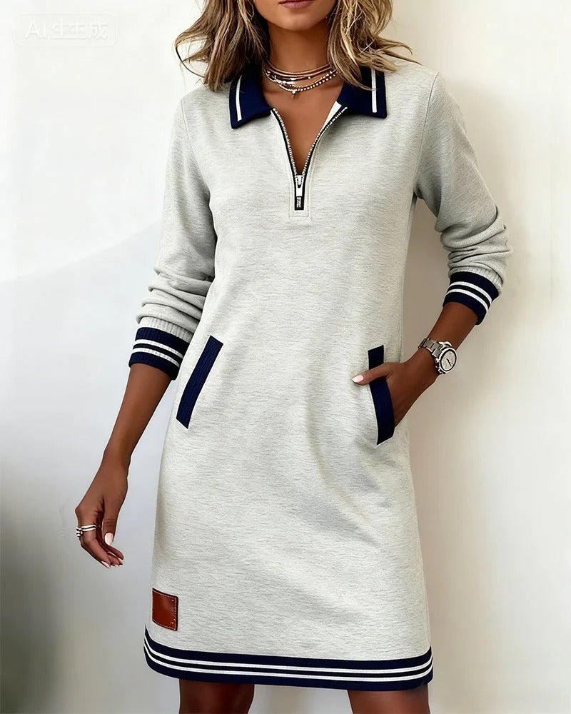 Vestido de Algodón de Manga Larga Chic
