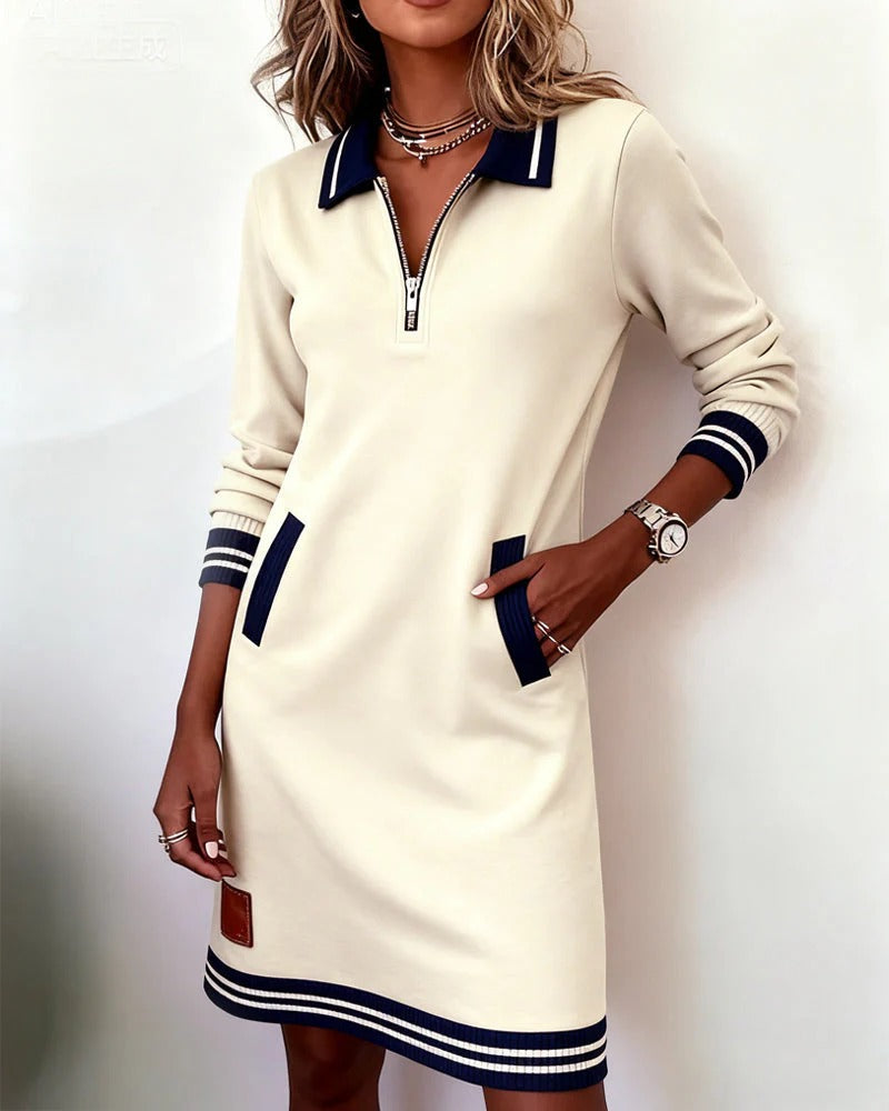 Vestido de Algodón de Manga Larga Chic