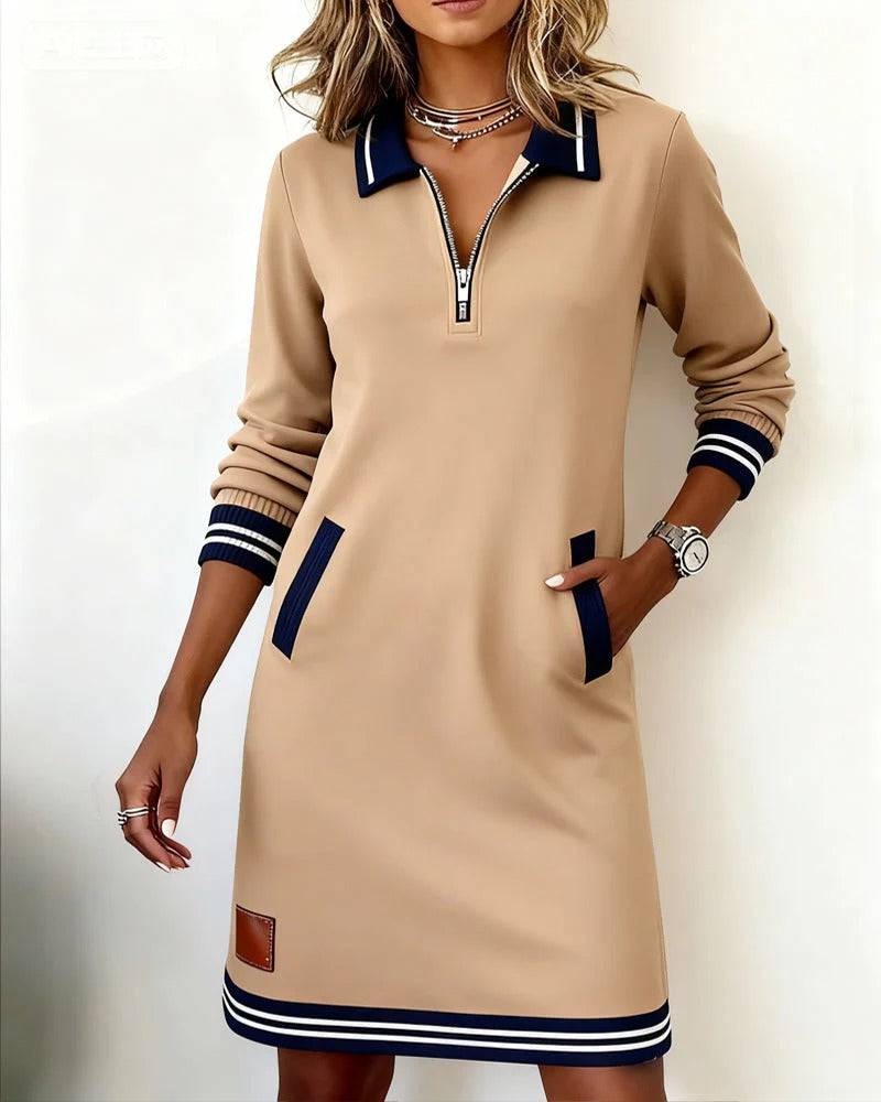 Vestido de Algodón de Manga Larga Chic