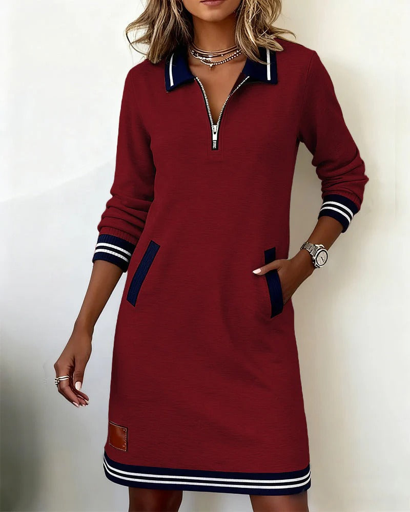 Vestido de Algodón de Manga Larga Chic