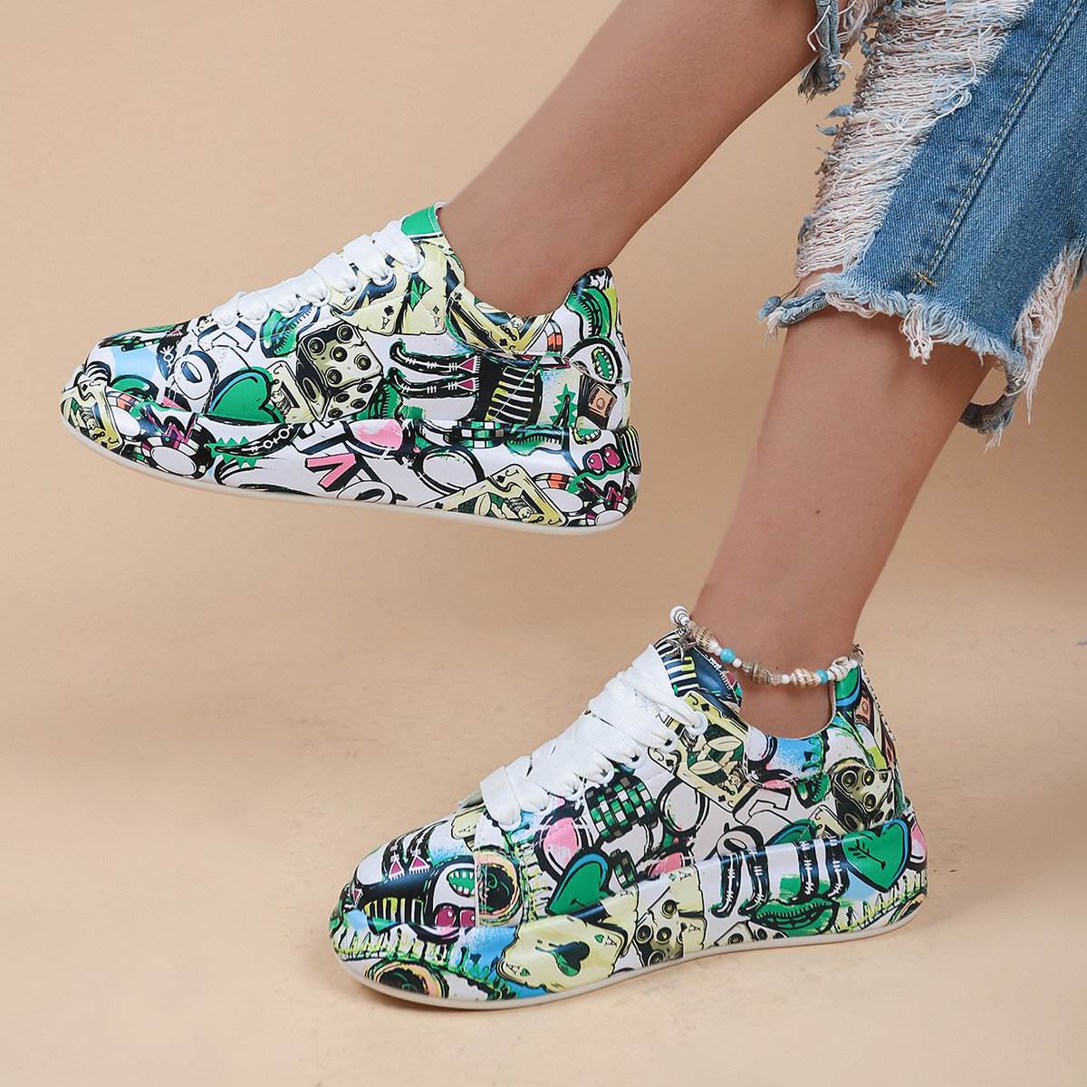 Mia - Zapatillas de Mujer con Estampado Graffiti