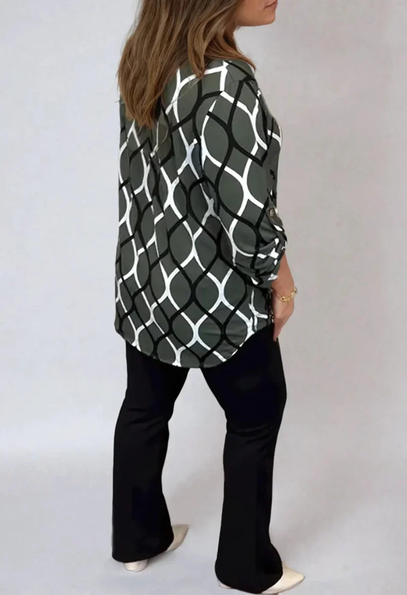SAVANNAH – BLUSA DE CUELLO EN V CON TOQUE MODERNO