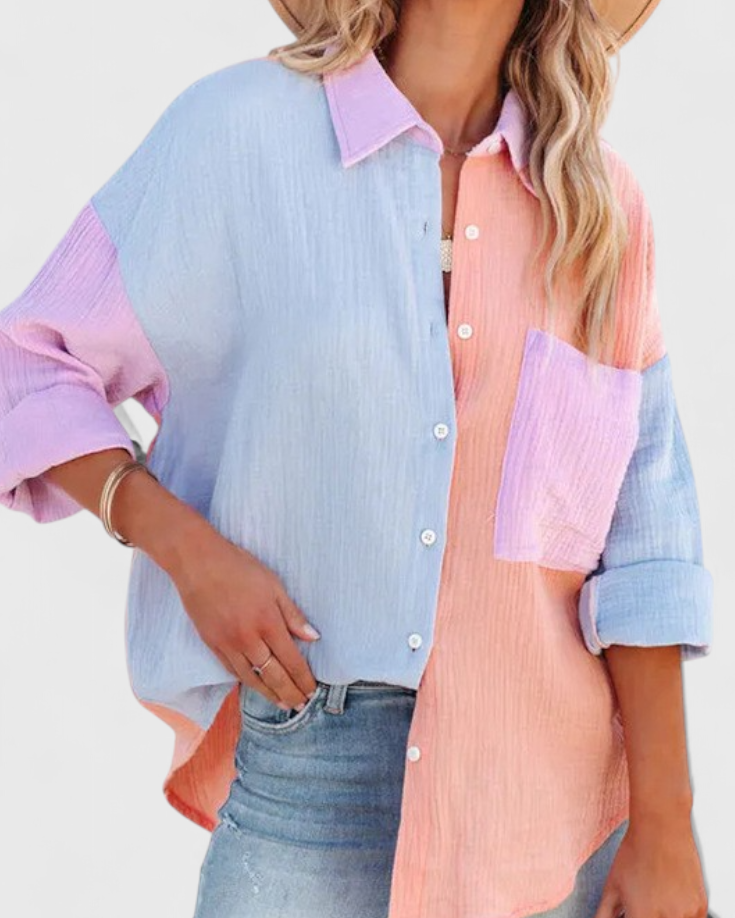 Juniper | Blusa de Botones en Bloque de Color