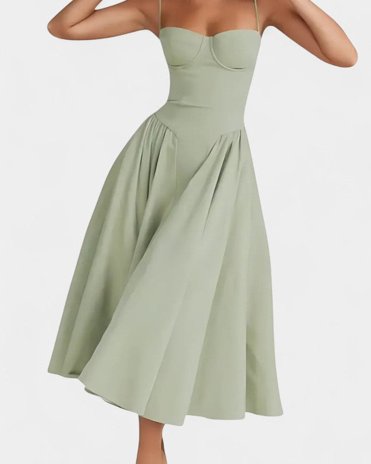 Felicity Vestido Midi Corsé Sin Mangas