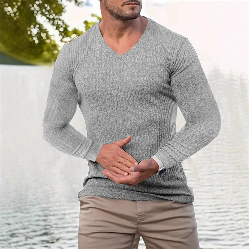 ETHAN – SUÉTER RIBETEADO DE AJUSTE MODERNO