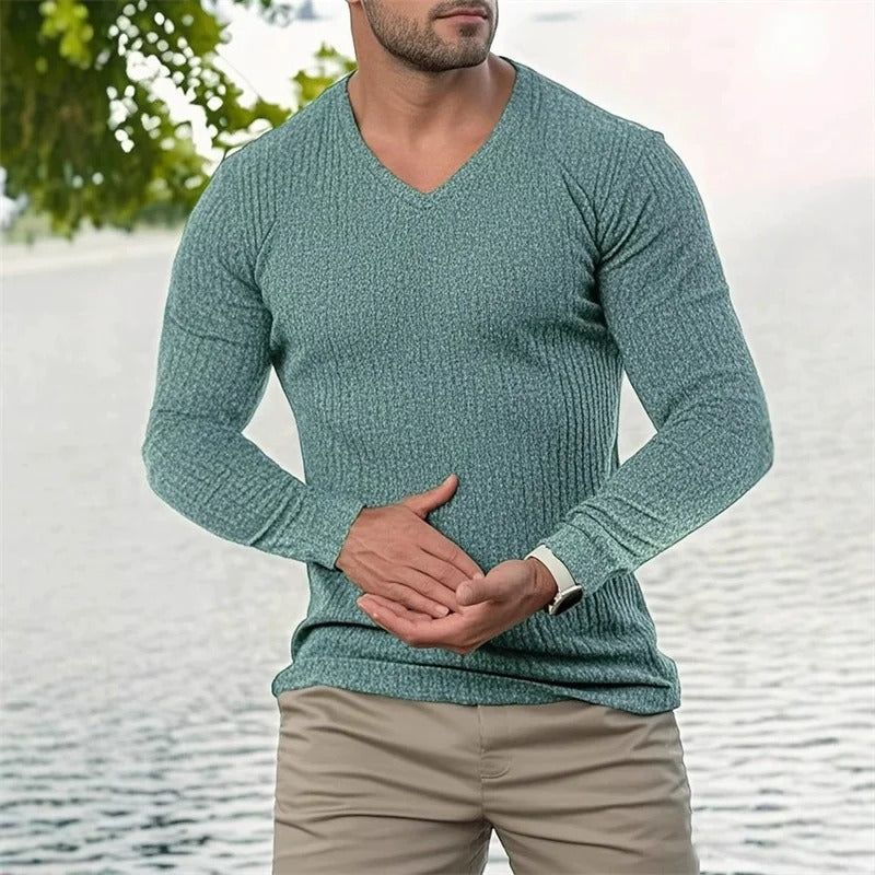 ETHAN – SUÉTER RIBETEADO DE AJUSTE MODERNO