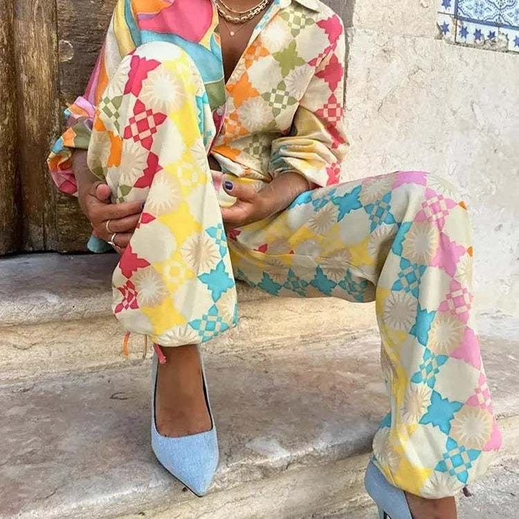Lina | Conjunto casual de invierno para mujer de dos piezas colorido