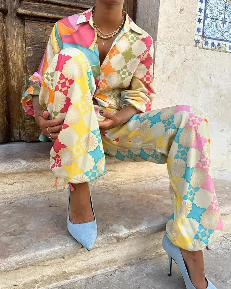 Lina | Conjunto casual de invierno para mujer de dos piezas colorido