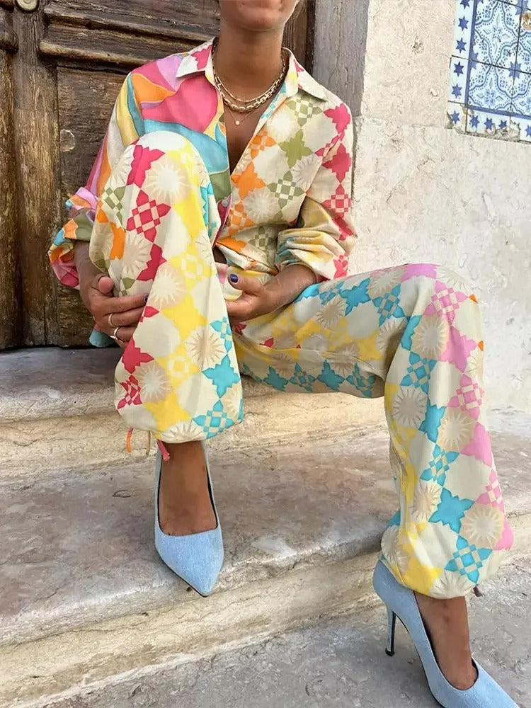 Lina | Conjunto casual de invierno para mujer de dos piezas colorido