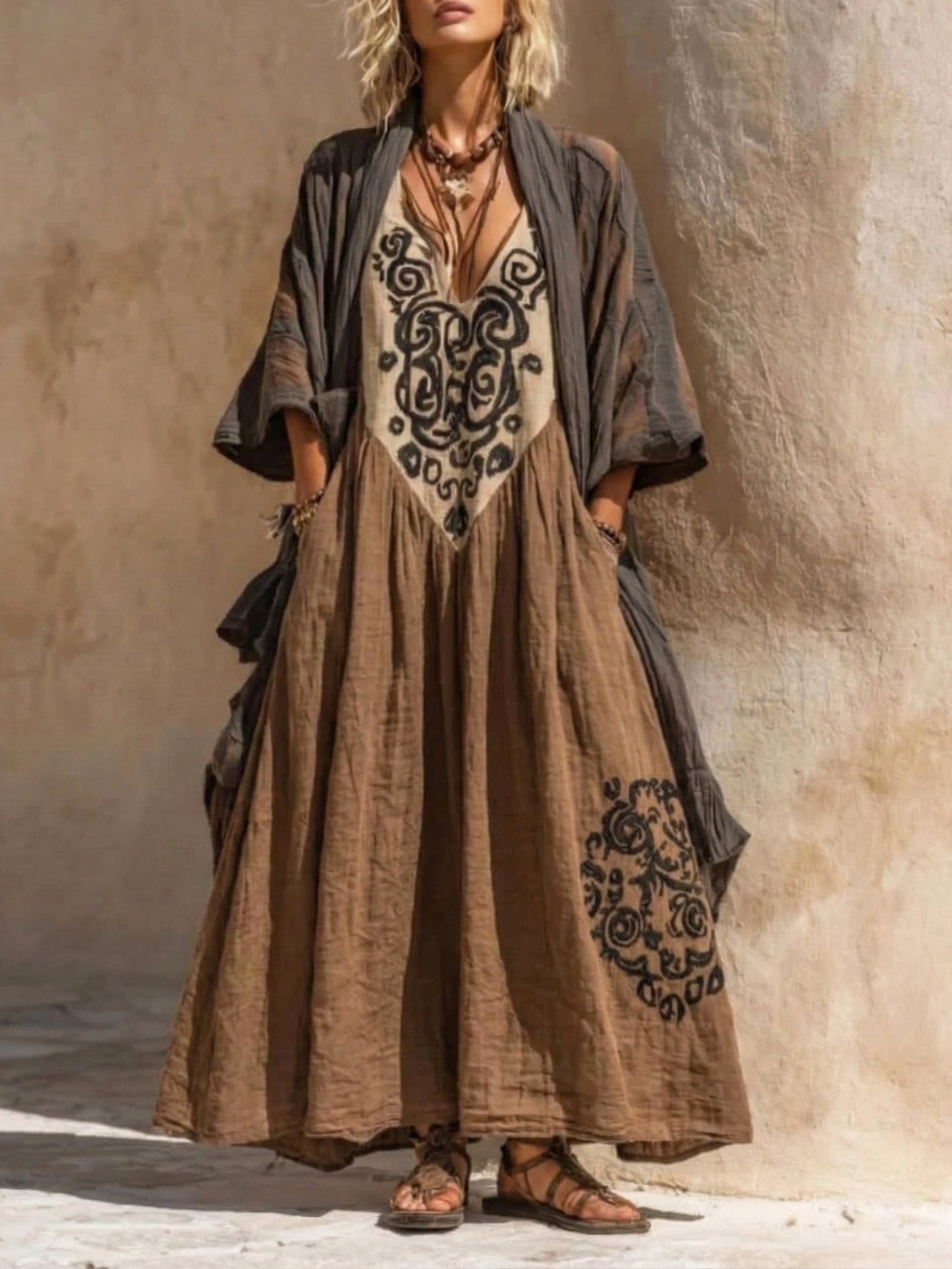 Conjunto Bohemio de Dos Piezas en Lino y Algodón para un Estilo Relajante