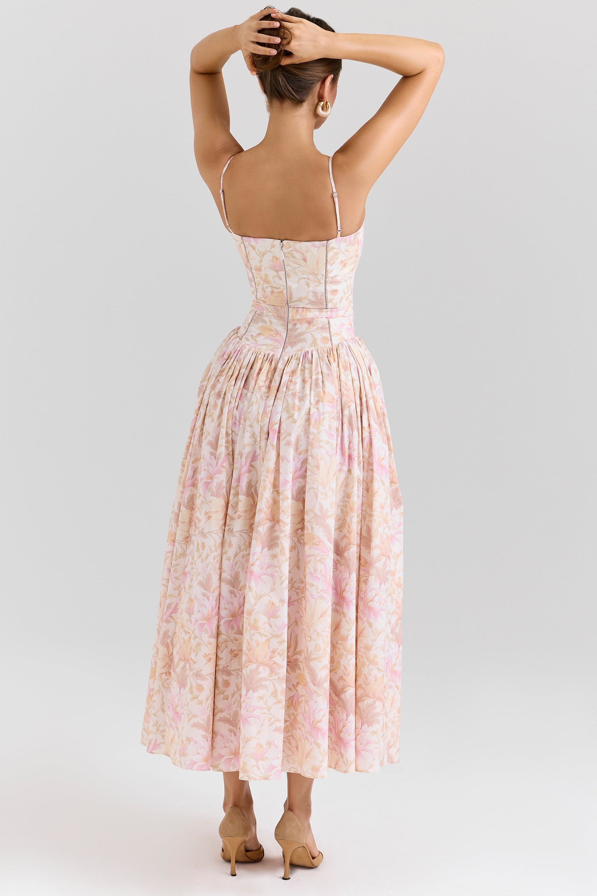 Daisy | Vestido Midi de Flores con Cintura Recolectada